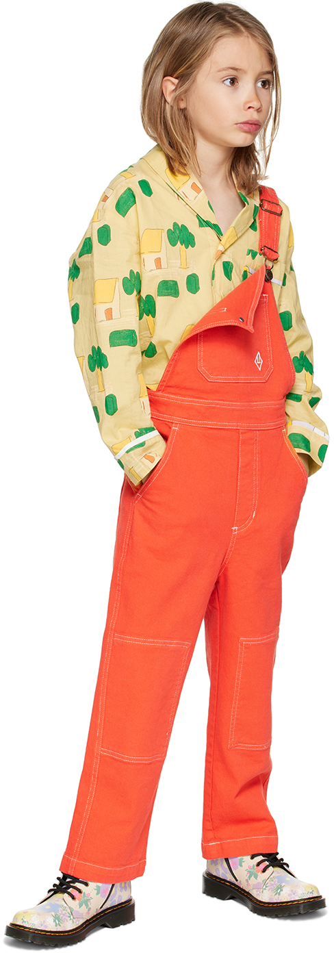 The Animals Observatory Kids Red Mule Overalls In Red_logo