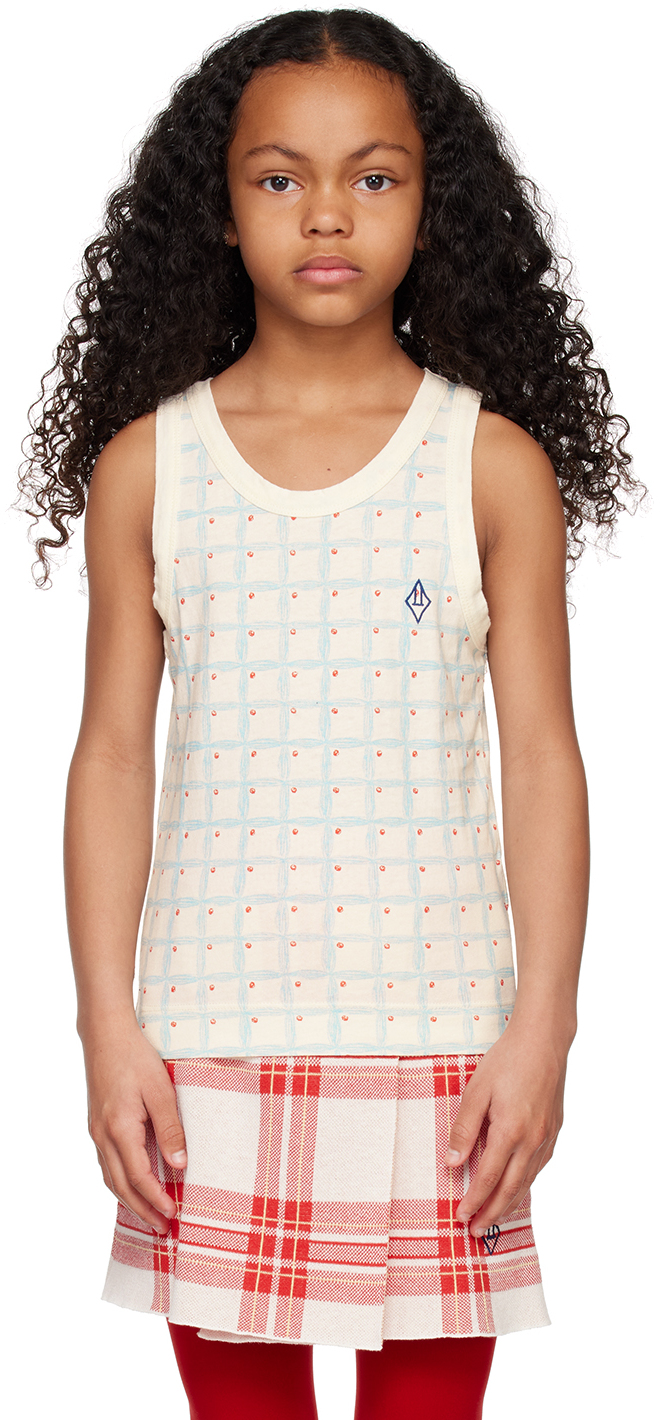 The Animals Observatory Kids Off-white Frog Kids Tank Top In White_squares
