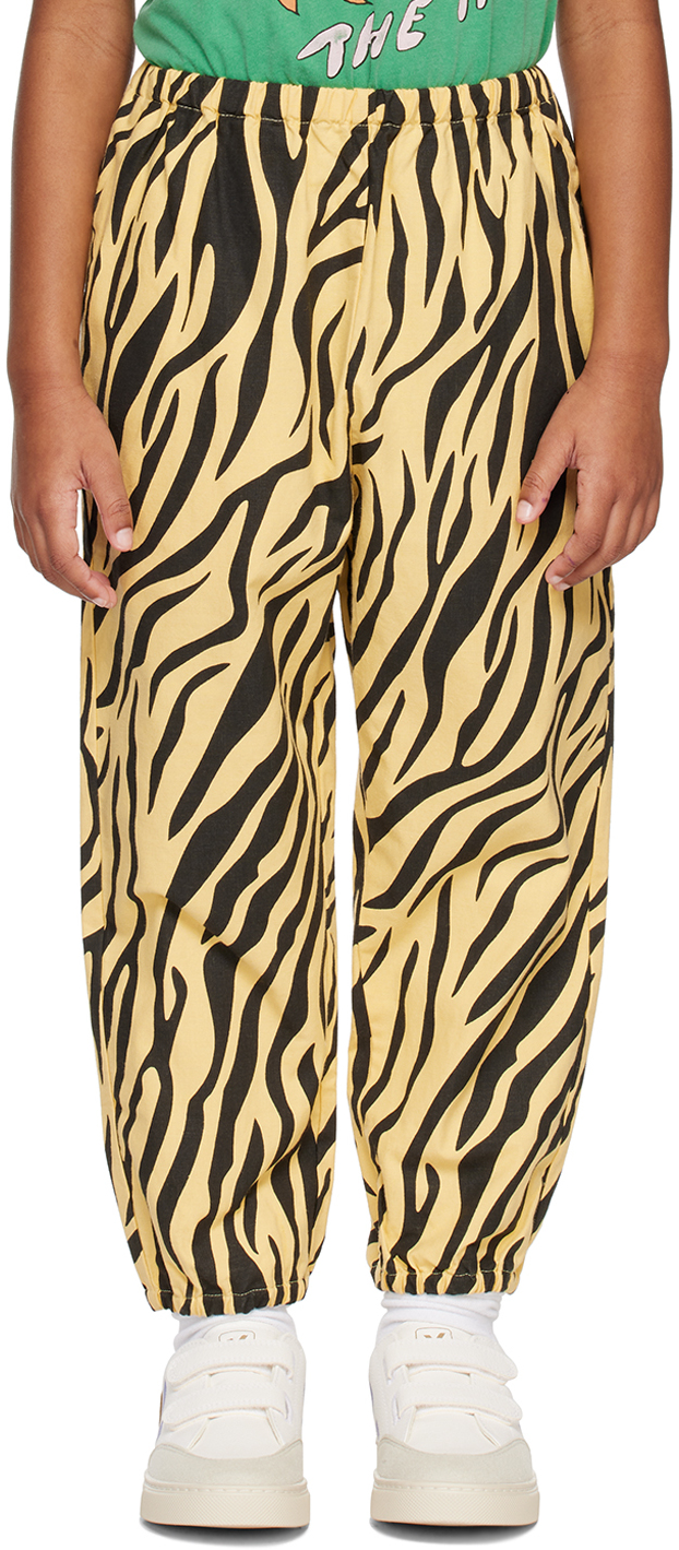 Shop The Animals Observatory Kids Yellow & Black Elephant Trousers In Yellow_zebra