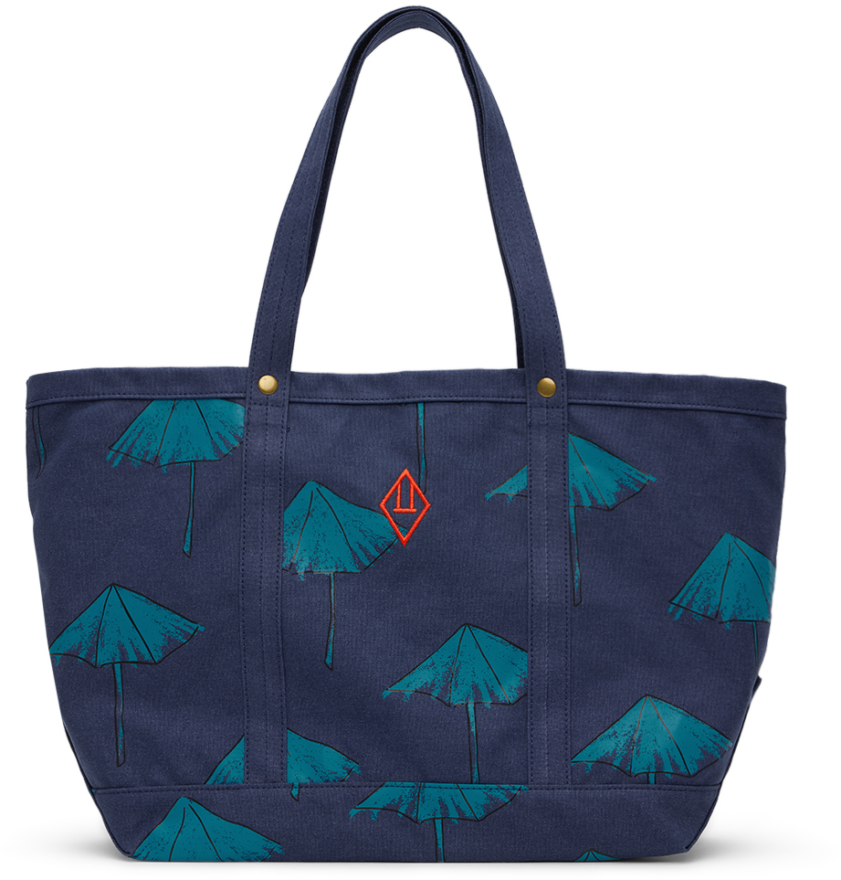 The Animals Observatory Kids Navy Picnic Tote In Navy_umbrella
