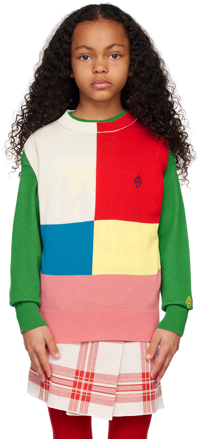The Animals Observatory Kids Multicolor Geometric Parrot Sweater In Multicolor_logo