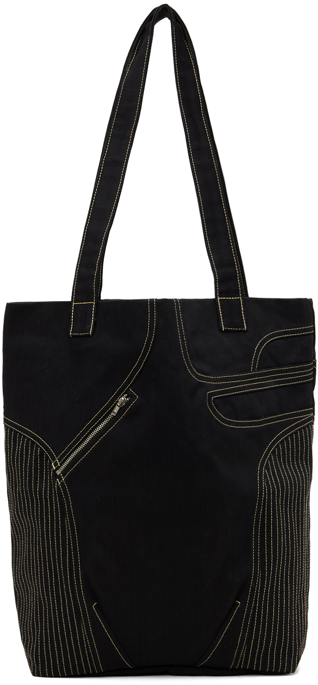 Vejas Maksimas Black Moto Denim Tote Bag