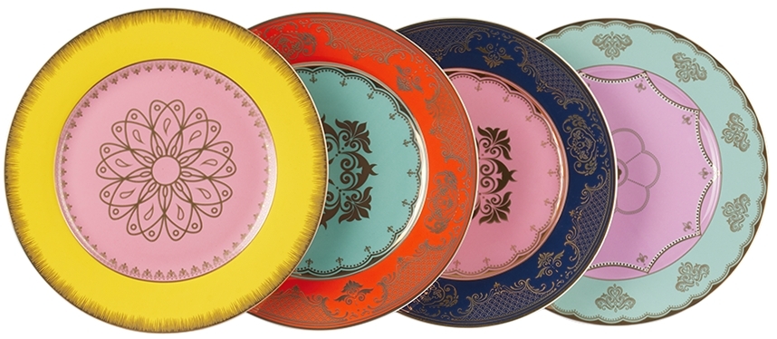 Polspotten Multicolor Grandpa Side Plates, 4 Pcs