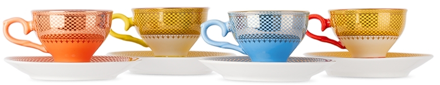 Polspotten Multicolor Grandma Espresso Cup & Saucer Set, 4 Pcs