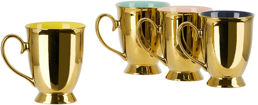 Polspotten Gold & Multicolor Legacy Mugs, 4 Pcs In Gold & Multi