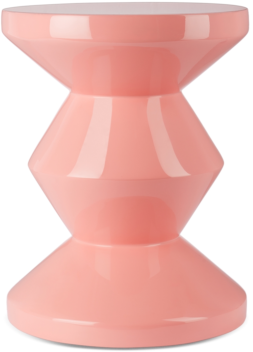 Polspotten Pink Zig Zag Stool In Light Pink