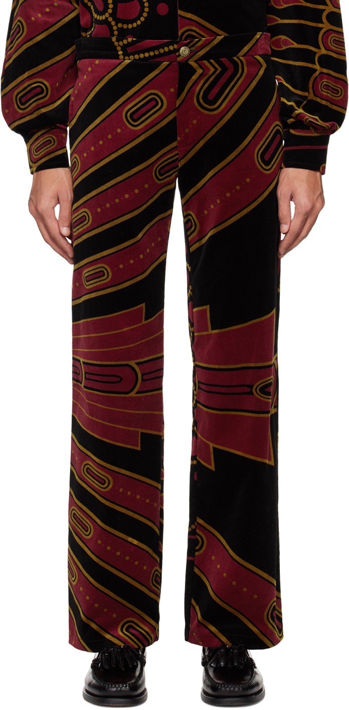 Black & Red Printed Trousers