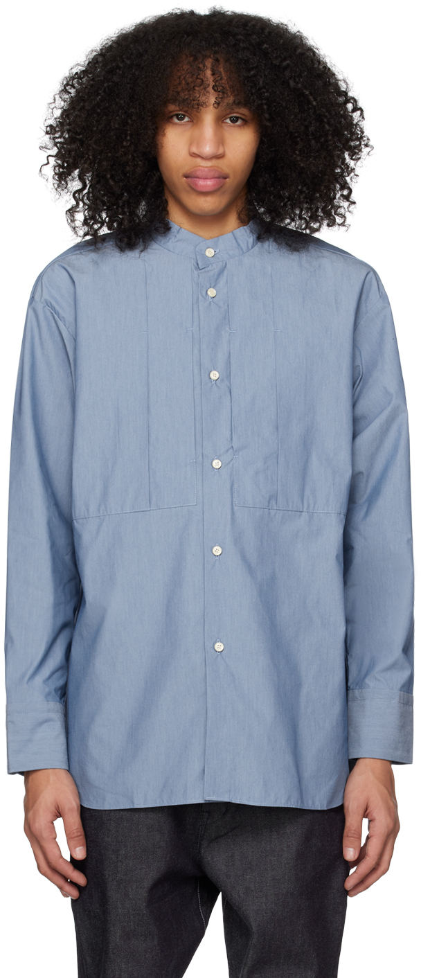 Ccp Blue Pleated Shirt In Sax