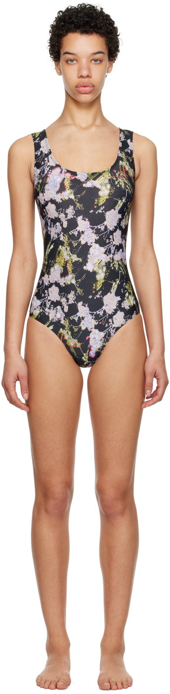 Bless Black N°61 One-piece Swimsuit In Floralblack