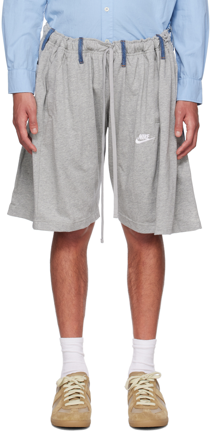 Bless Gray & Blue Overjogging Shorts In Light Grey/blue