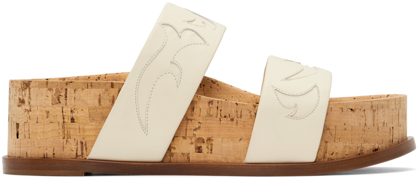 Gabriela Hearst 45mm Striker Leather Slides Sandals In Cream