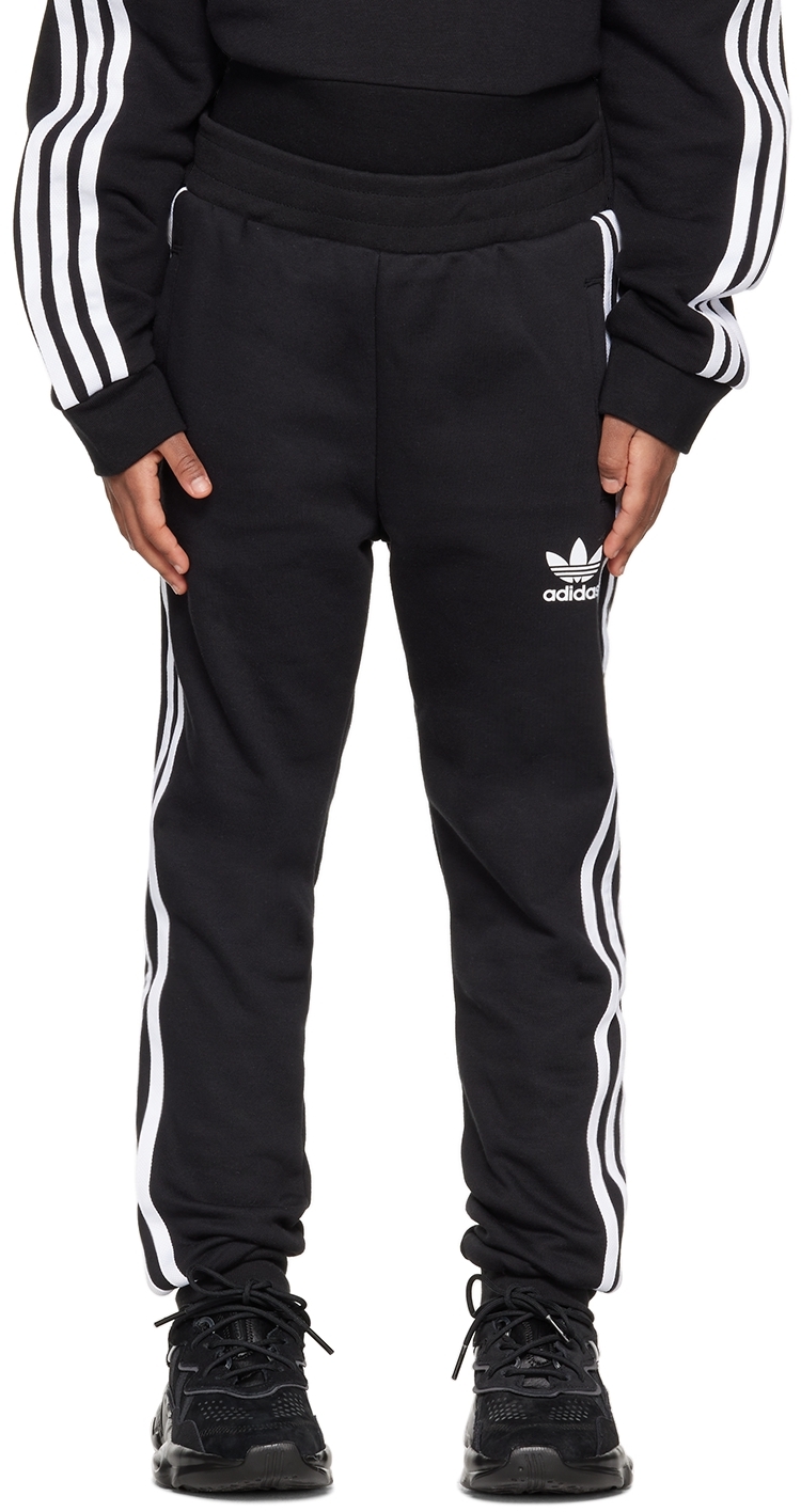 Shop Adidas Originals Kids Black 3-stripes Big Kids Lounge Pants In Black / White