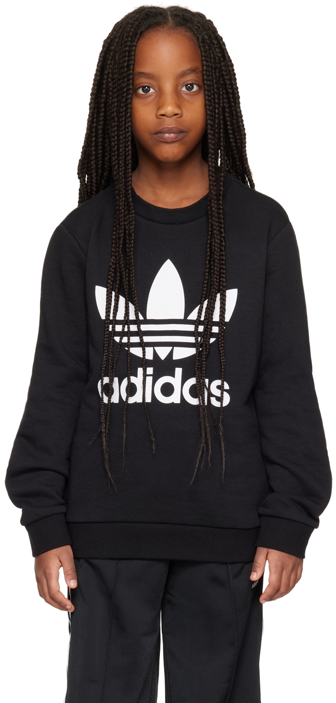 Adidas Originals Kids Black Trefoil Big Kids Sweatshirt In Black / White