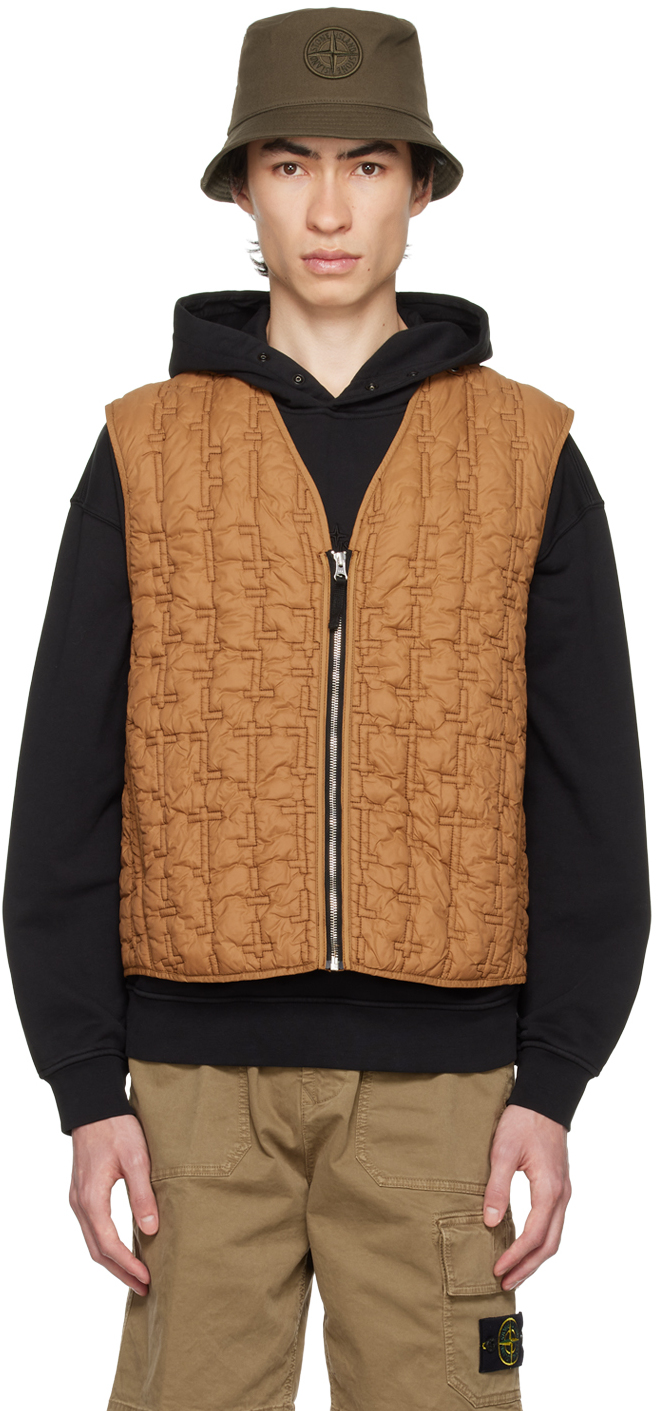 Stone Island Shadow Project Tan Quilted Vest In V0071 Tobacco | ModeSens