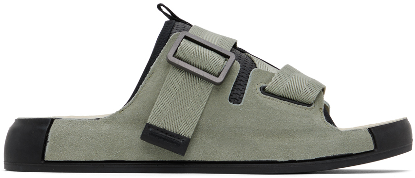 Stone Island Shadow Project Tape Sandals In Green
