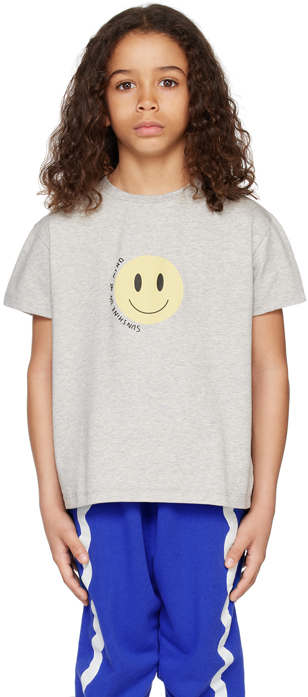 Beau Loves Kids Grey Smile T-shirt In Grey Melange