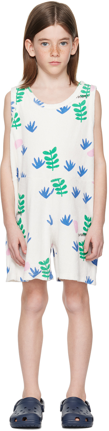 Beau Loves Kids White Graphic Romper In Natural Home Grown