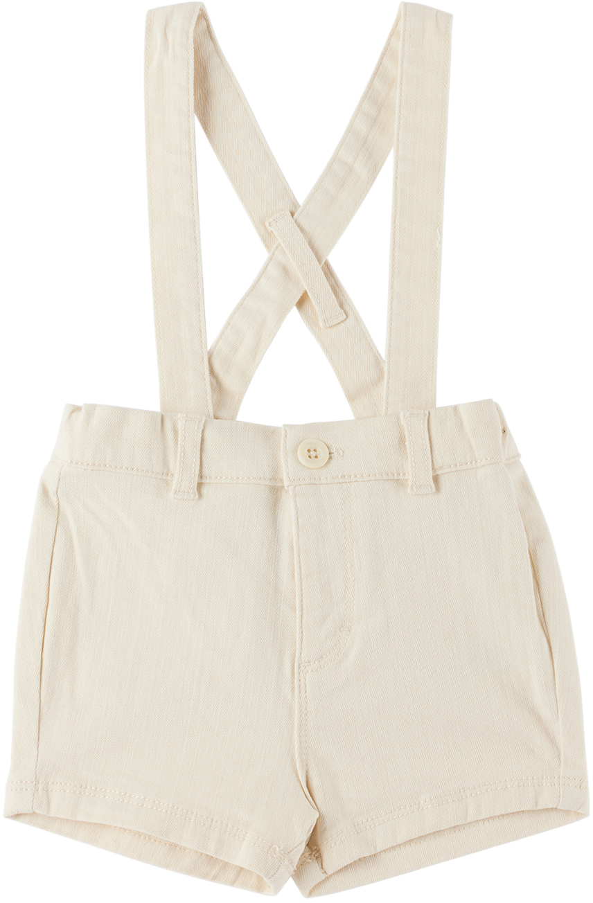 Baby Beige Crossover Denim Overalls by Petit Bateau | SSENSE Canada