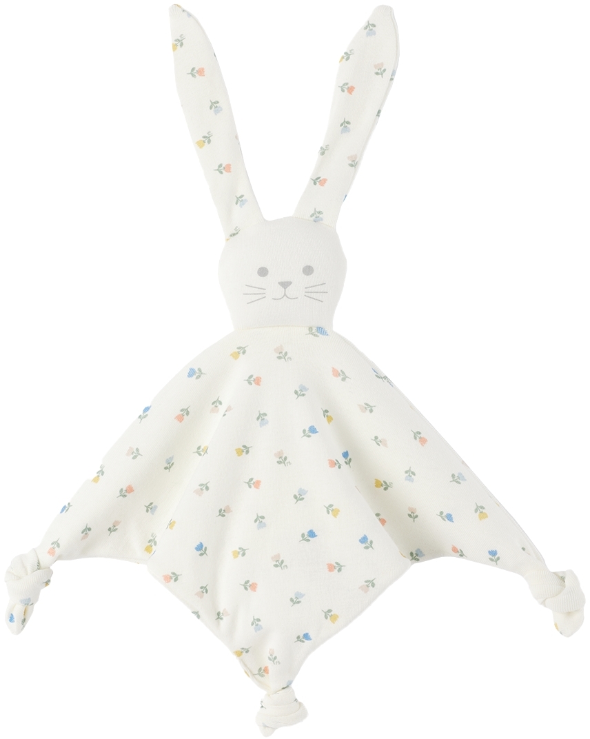 Petit Bateau Baby White Flower Comforter Toy In 01 Marshmallow/multi