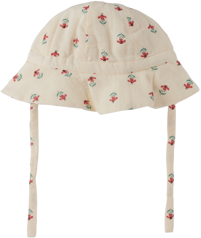 Petit Bateau Kids' Baby Beige Floral Bucket Hat In 01 Avalanche/multico
