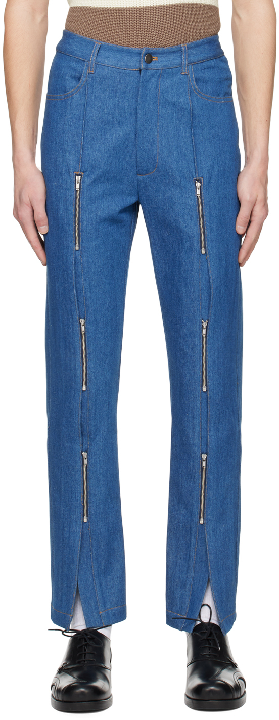 The World Is Your Oyster Blue Zip Jeans