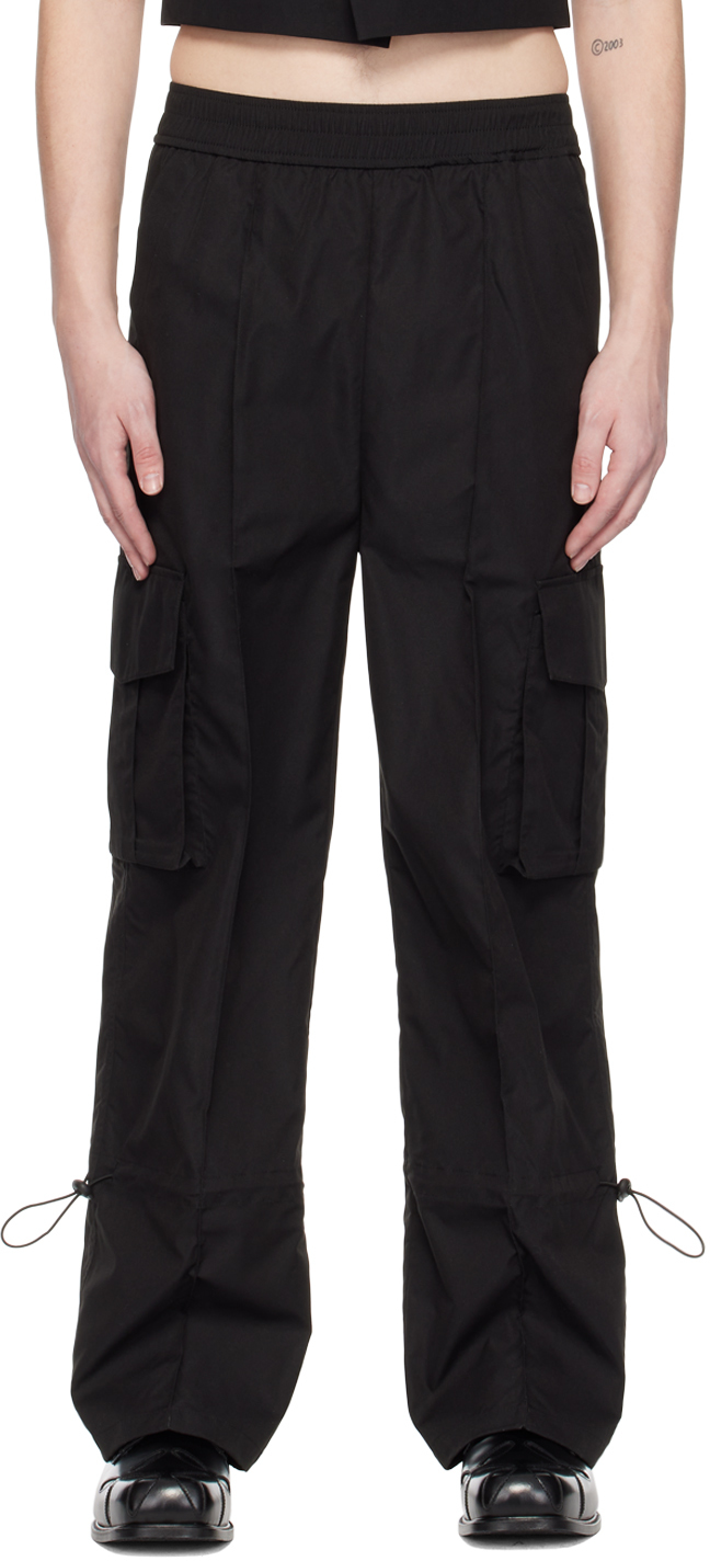 The World Is Your Oyster Black Flap Pocket Cargo Trousers