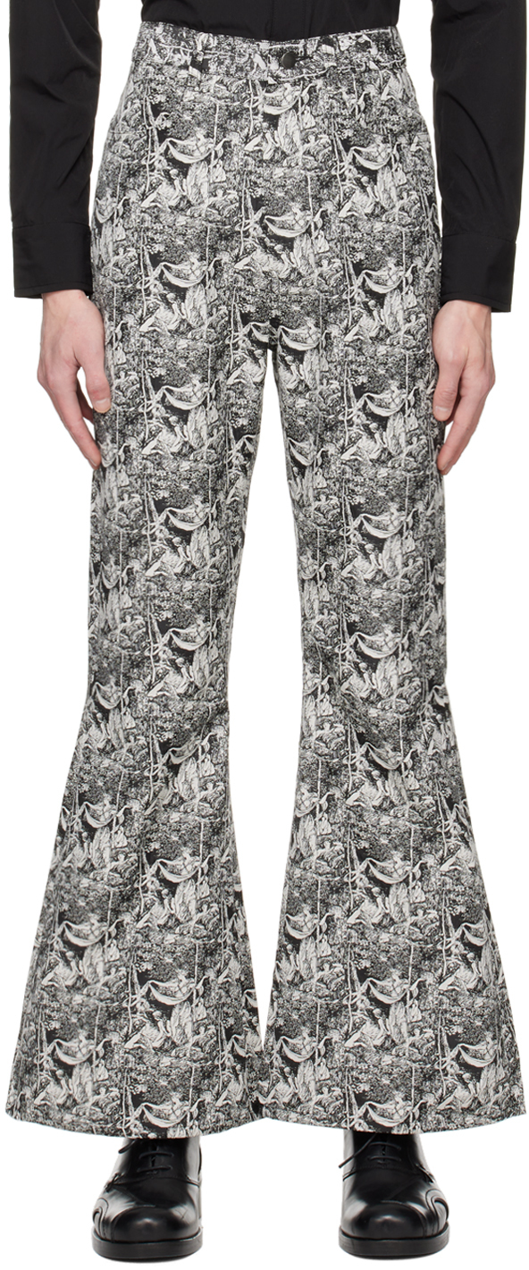 The World Is Your Oyster Black & White Graphic Trousers
