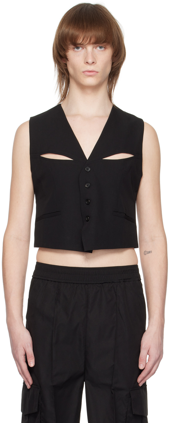 The World Is Your Oyster Black Cutout Waistcoat