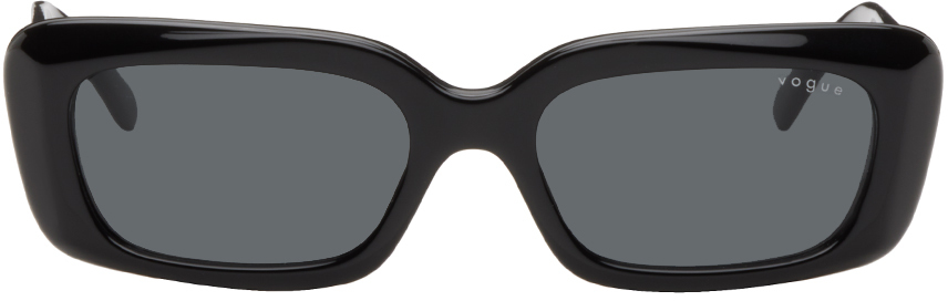 Vogue Eyewear Black Hailey Bieber Edition Rectangle Sunglasses In W44/87 Black