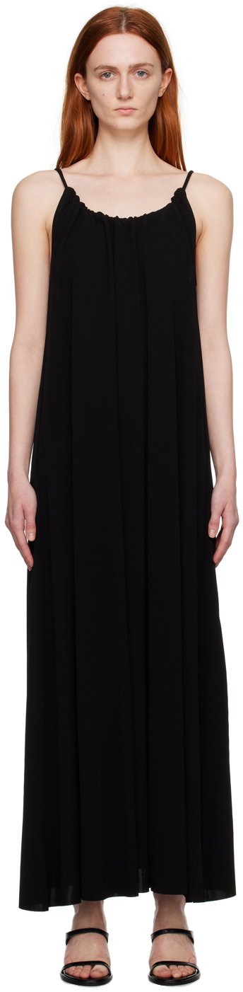 Black Drawstring Midi Dress