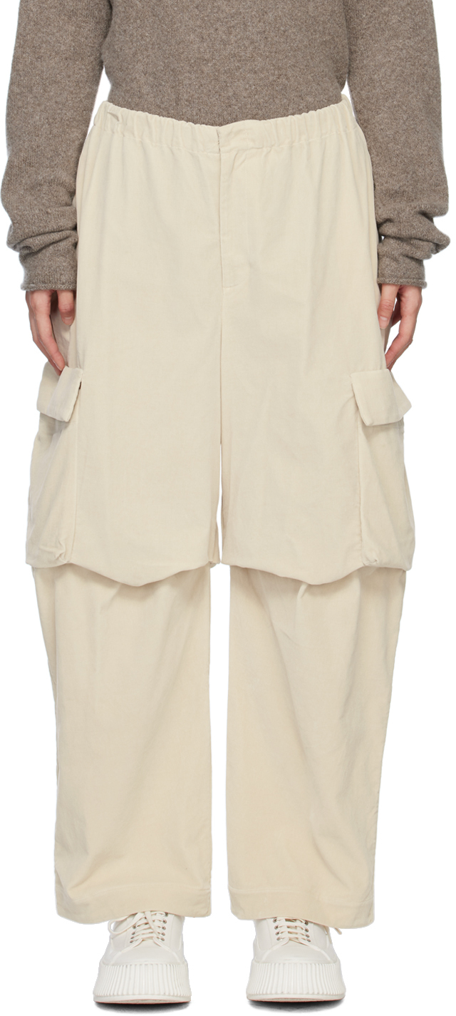 Lauren Manoogian Off-white Elasticized Trousers In Iv Ivory