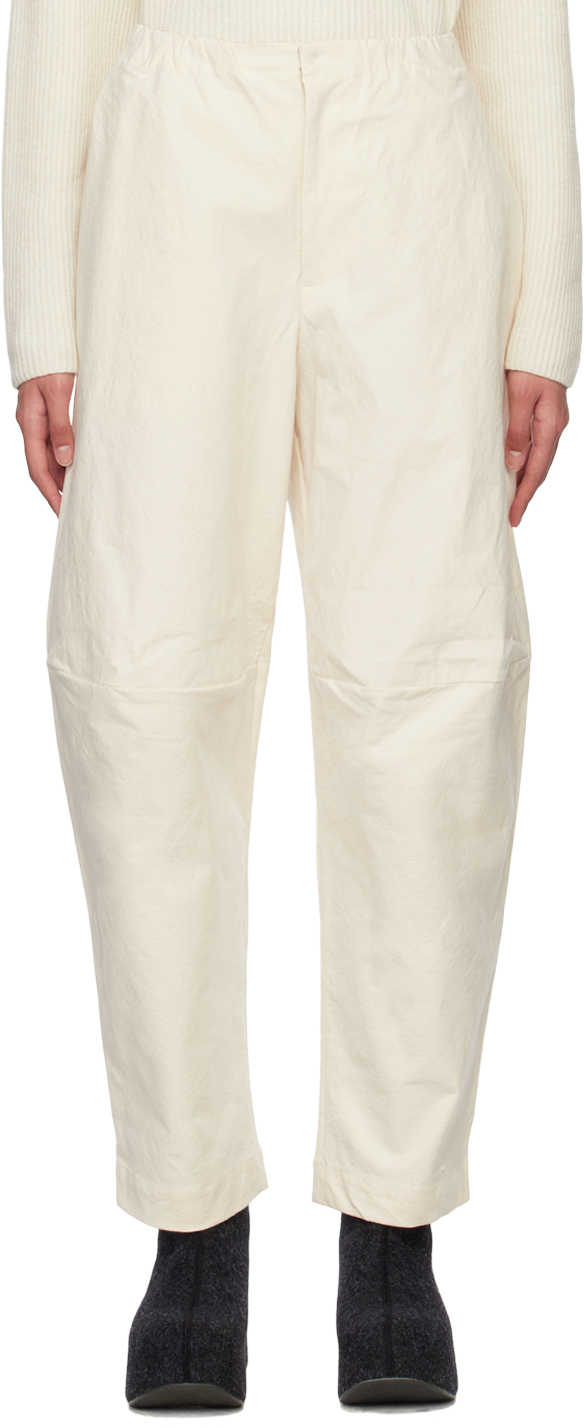 Off-White Structure Trousers by Lauren Manoogian on Sale