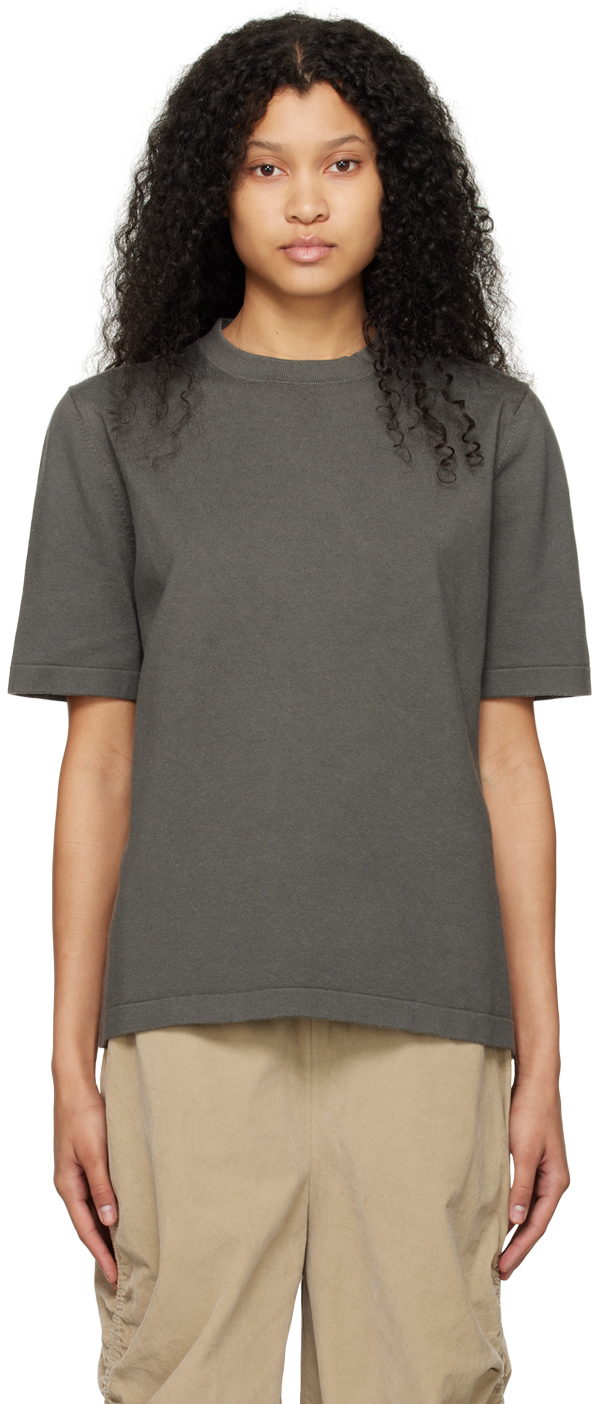 Lauren Manoogian Gray Crewneck T-shirt In Lv Lava