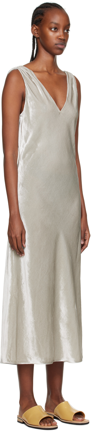 Shop Vince Gray Ruched Midi Dress In Silver-049sil