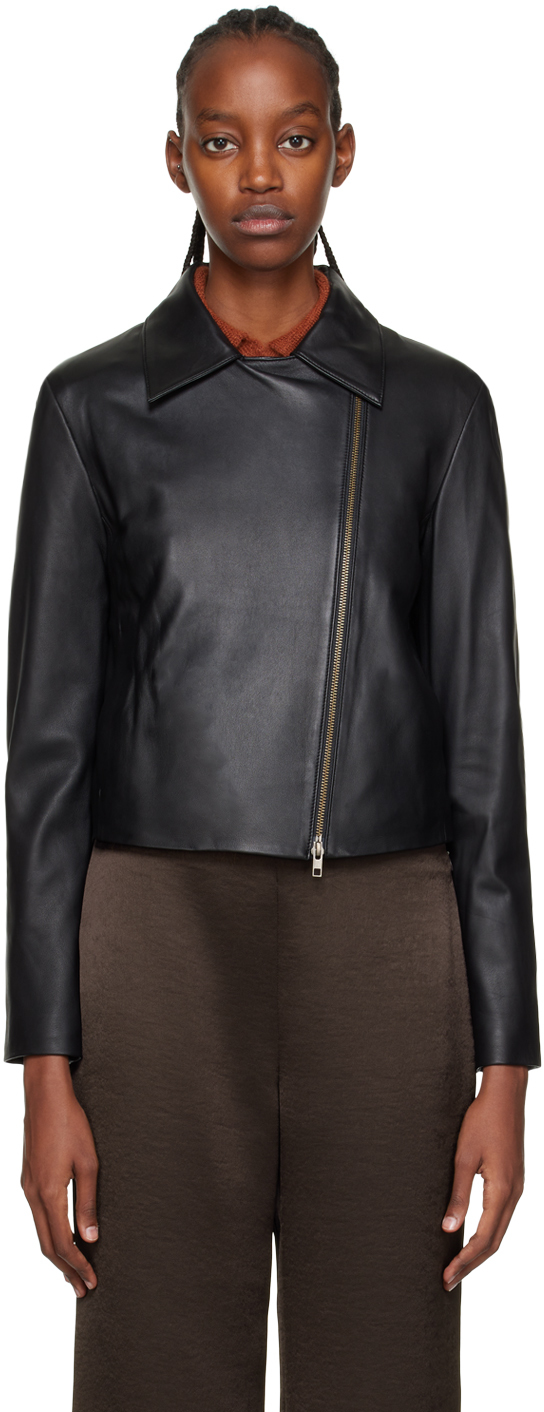 Vince Black Asymmetric Leather Jacket