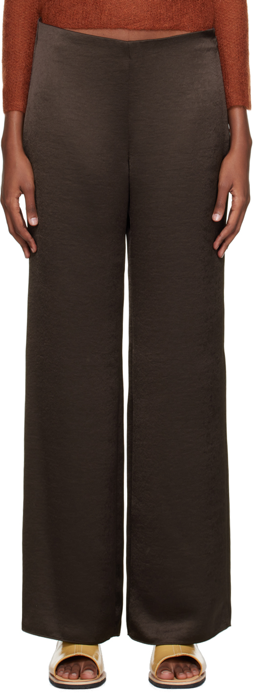 Brown Flare Lounge Pants by Vince on Sale