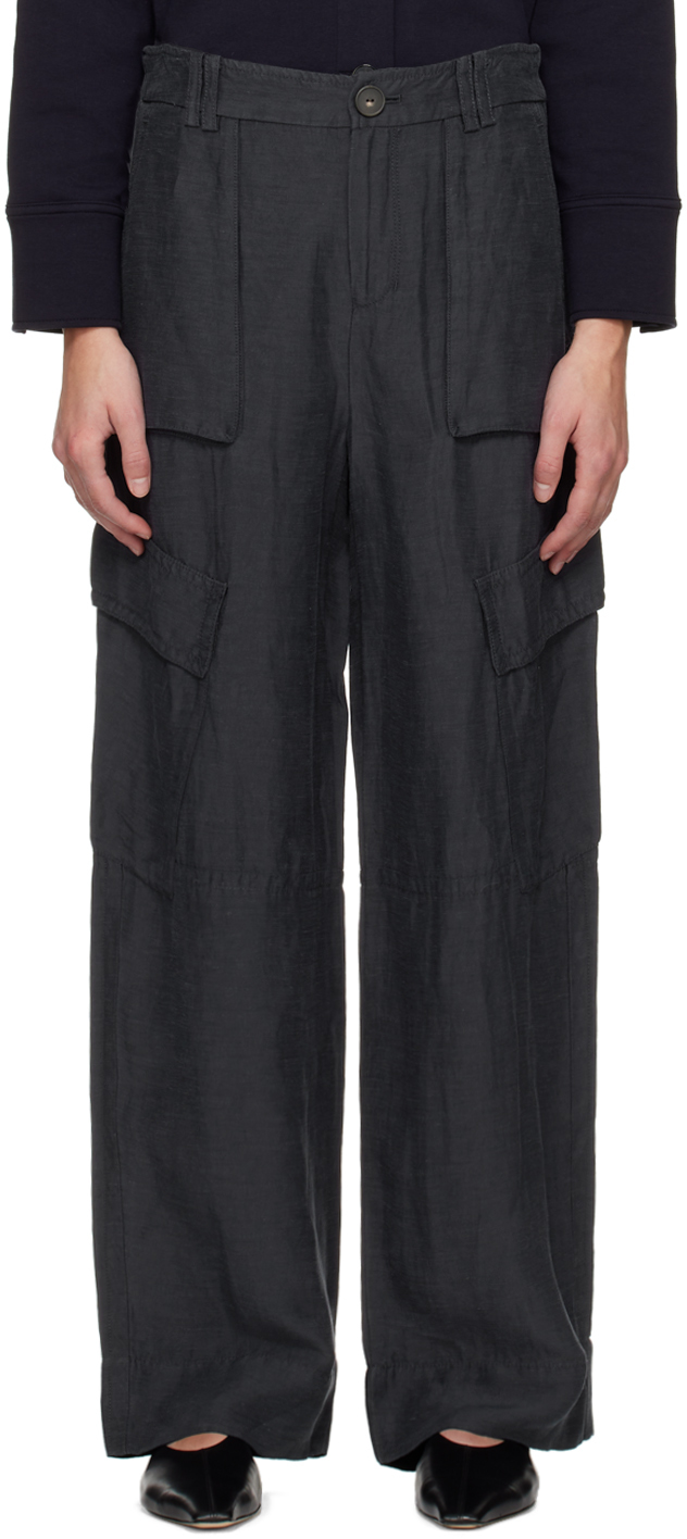 Shop Vince Navy Wide-leg Trousers In Coastal-403cbl