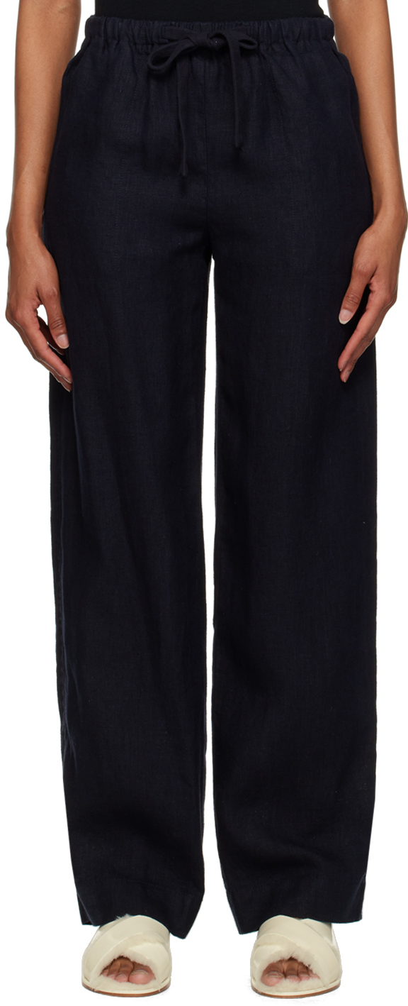 Vince Navy Tie-front Pull-on Trousers In Coastal-403cbl