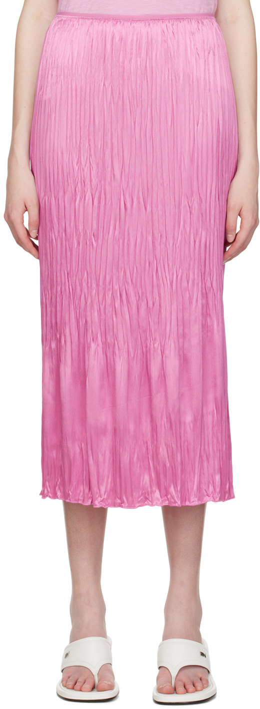 Vince Column Pull On Midi Skirt In Pink