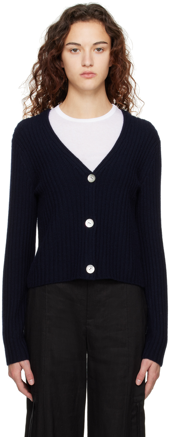 VINCE NAVY BUTTON CARDIGAN