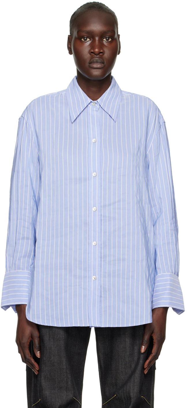 Blue and White Striped Shirt 