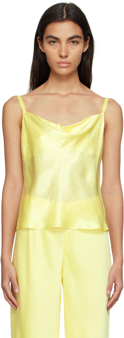 Shop Vince Yellow Cowl Neck Camisole In Melon Dew-739mld