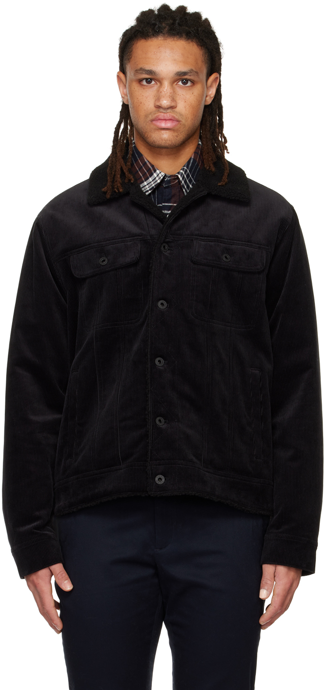Shop Vince Black Cotton Jacket In Washed Black-063wbk