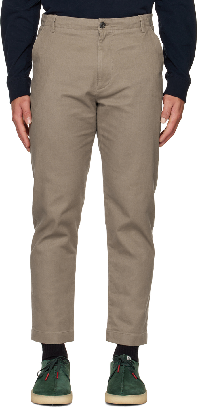 Vince Beige Cotton Trousers In Putty-280pty