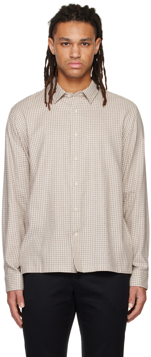 Shop Vince Beige Crestline Shirt In Bone-112bne