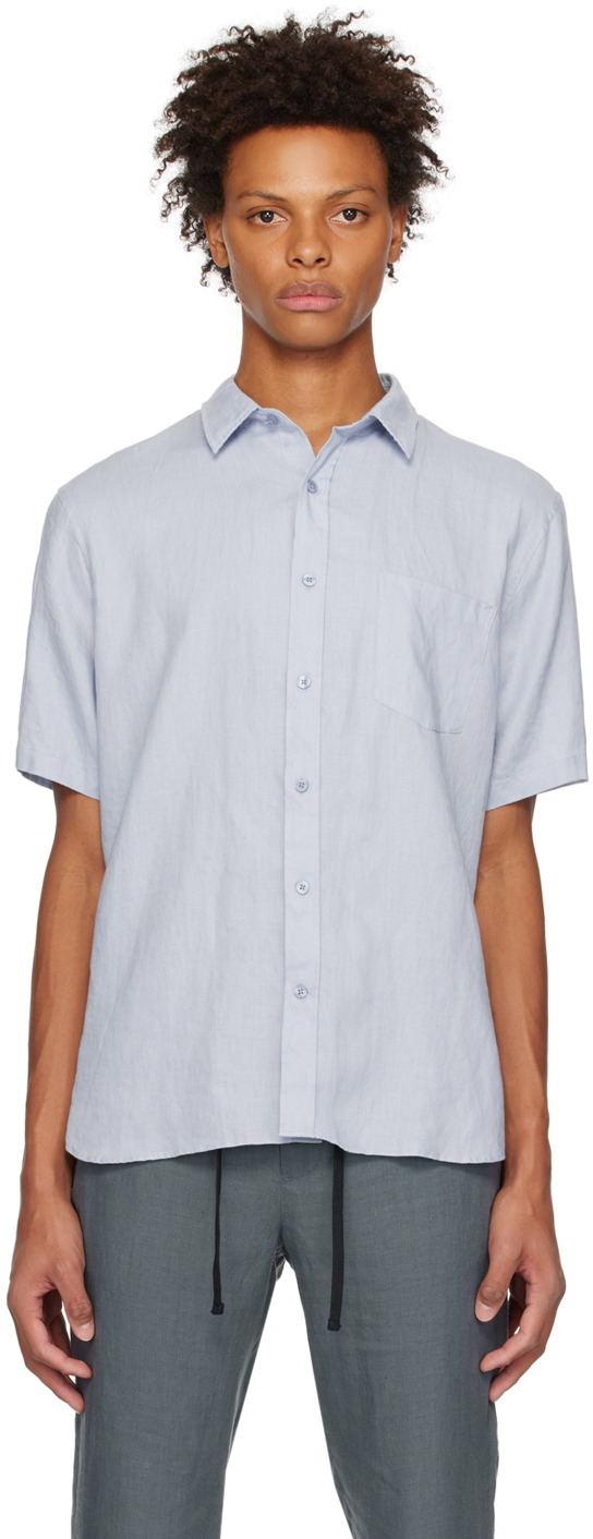 Vince Blue Pocket Shirt In Dk Oxford Blue-449do