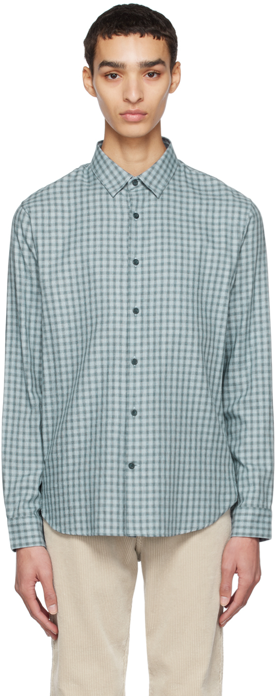 Vince Blue Fairview Shadow Shirt In Oxford Blue-429oxb