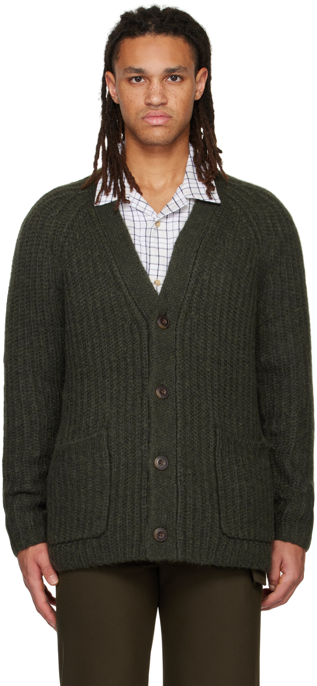 Green Y-Neck Cardigan