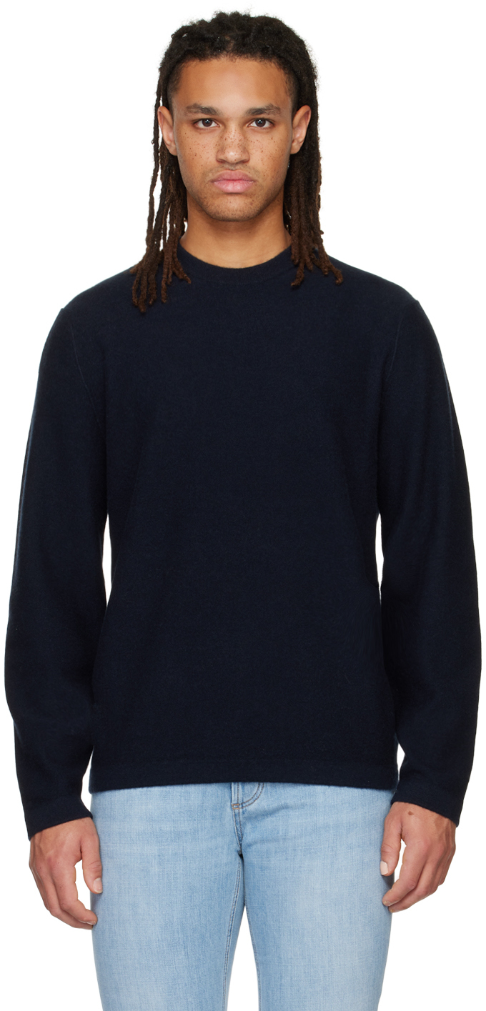 Vince: Navy Crewneck Sweater | SSENSE UK