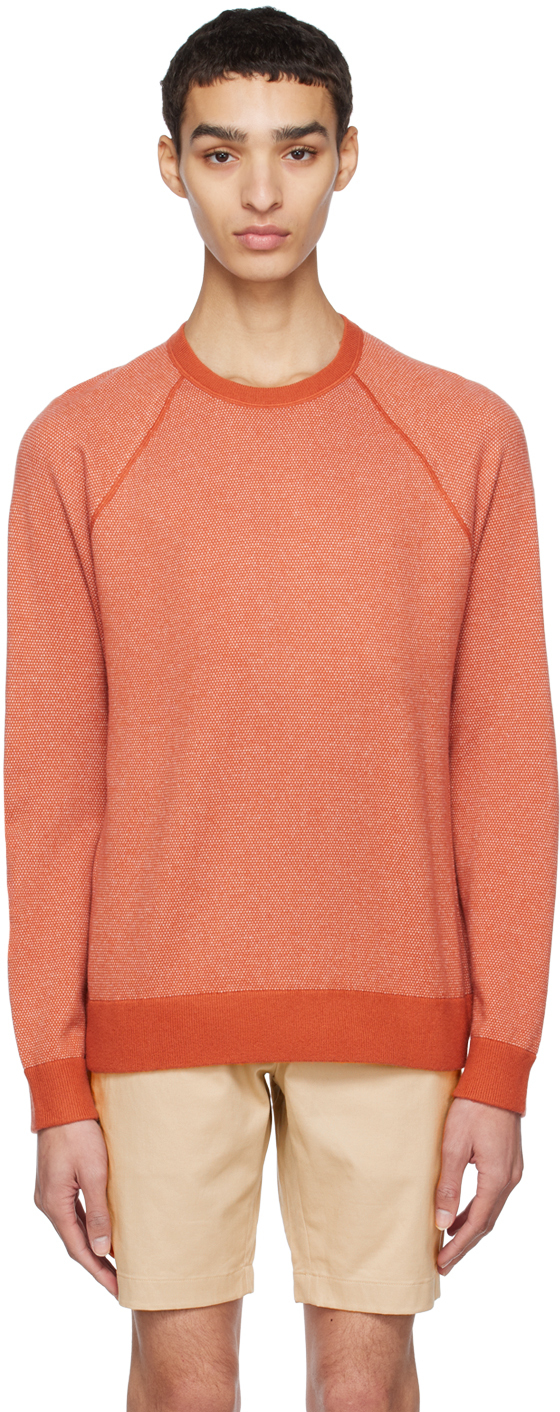 Vince Orange Birdseye Sweatshirt In Burnt Sunset/pearl-9